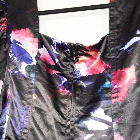 New Badgley Mischka Black‎ Bustier Floral Top Size 6 - Picture 7 of 8